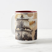 oud plattegrond thema tweekleurige koffiemok (Voorkant links)