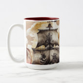 oud plattegrond thema tweekleurige koffiemok (Links)