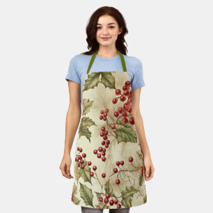 Oud Poinsettia en Bessen Patroon Kerstmis Schort