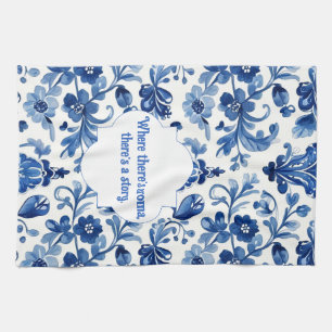 Oud Portugees Blauw Bloemmotief Tegeltje Theedoek