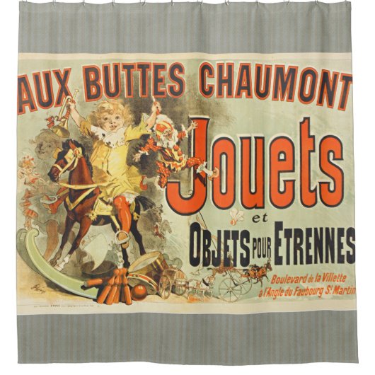 Oud Poster Franse Speelgoed Joets Vrienden Douchegordijn (Voorkant)