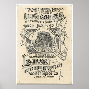 Oud Poster met Adverteren lion Coffee