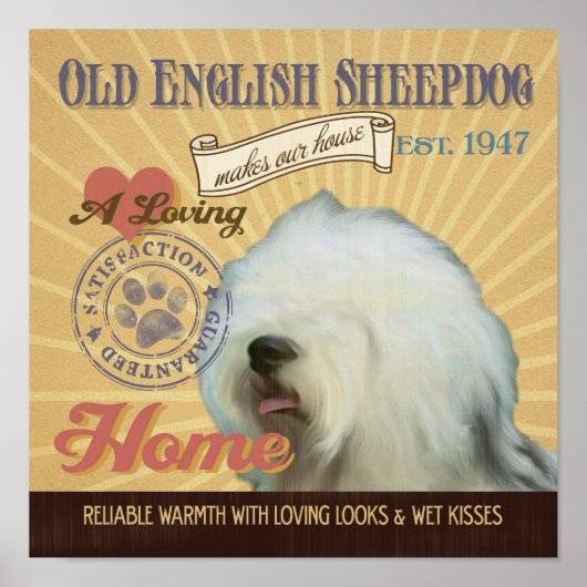 Oud Poster van Sheepdog Dog Art (Voorkant)