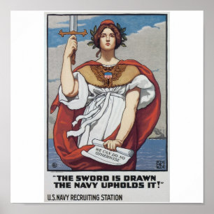 Oud Poster voor zeemacht rond 1917