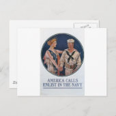 Oud Poster voor zeemacht rond 1917 Briefkaart (Voorkant / Achterkant)