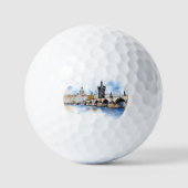 Oud Praag, Charles brug aquarel Golfballen (Voorkant)