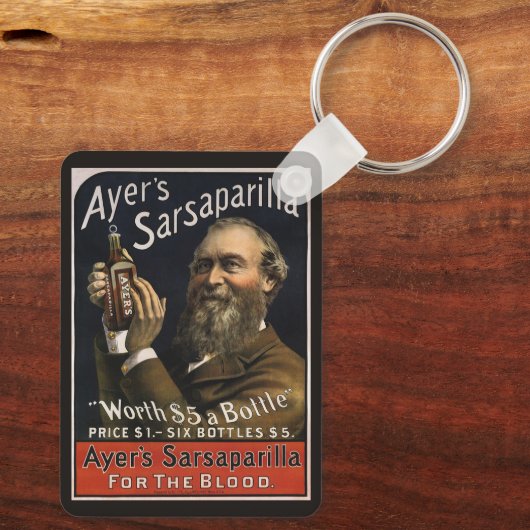 Oud productlabel, Ayer's Sarsaparilla-drank Sleutelhanger (Achterkant)