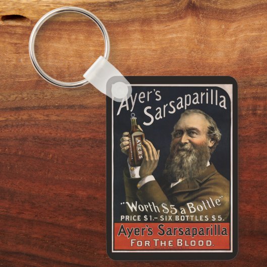 Oud productlabel, Ayer's Sarsaparilla-drank Sleutelhanger (Voorkant)