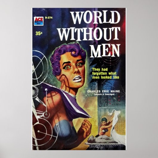 Oud pulpboek Wereld WI zonder Mannen Poster (Voorkant)