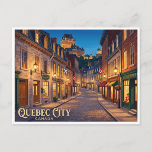 Oud Quebec 's Nachts Canada Briefkaart