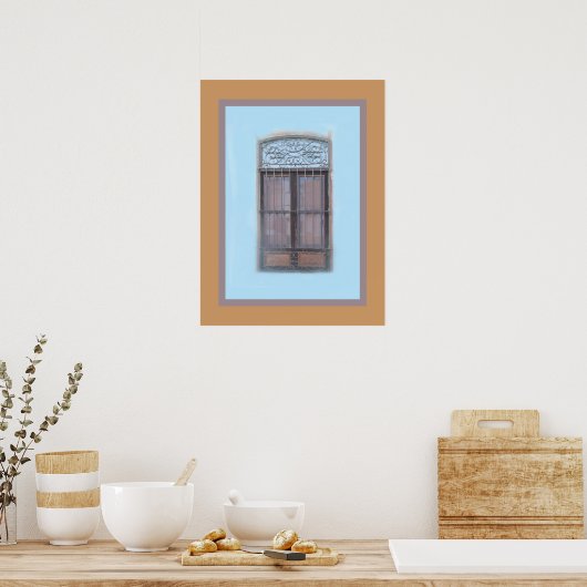 Oud raam in Barranco Poster (Keuken)