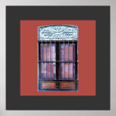 Oud raam met Grate in Barranco Poster (Voorkant)