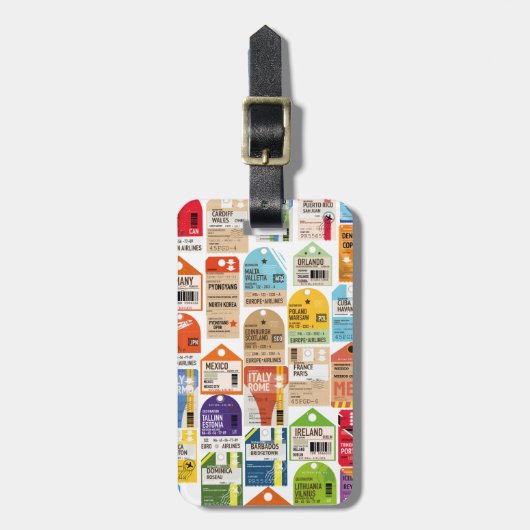 Oud reisbiljetten patroon. bagagelabel (Voorkant verticaal)