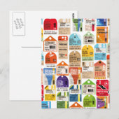 Oud reisbiljetten patroon. briefkaart (Voorkant / Achterkant)