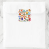 Oud reisbiljetten patroon. vierkante sticker (Tas)