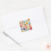 Oud reisbiljetten patroon. vierkante sticker (Envelop)