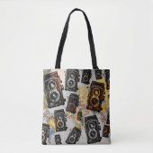 Oud reiscamera patroon tote bag (Voorkant)