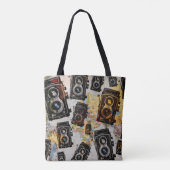 Oud reiscamera patroon tote bag (Achterkant)