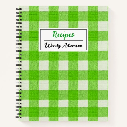 Oud Retro Kookboek. | Groen Gingham Geruit Notitieboek (Voorkant)