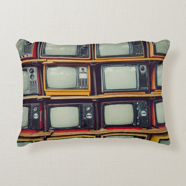 Oud Retro Televisie Leeg scherm Accent Kussen (Voorkant)
