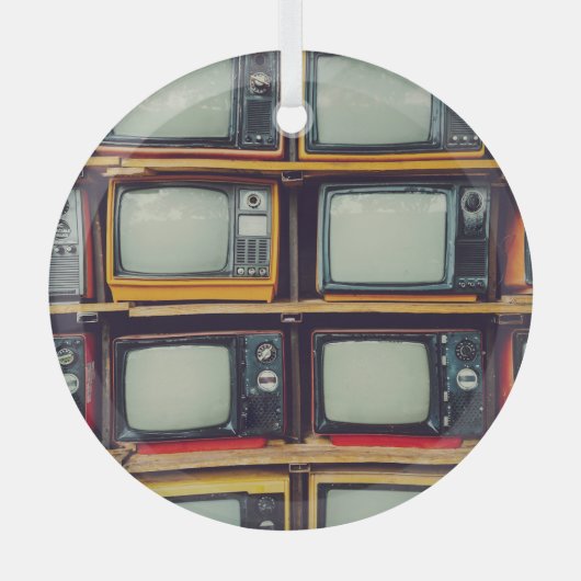 Oud Retro Televisie Leeg scherm Glas Ornament (Voorkant)