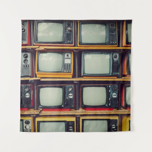 Oud Retro Televisie Leeg scherm Wandkleed (Voorkant)