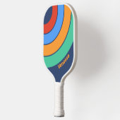 Oud-Retrocirkel Regenboog met Naam Pickleball Paddle (Links)