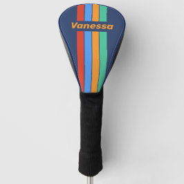 Oud-Retroschool Regenboog Pin Strepen met Naam Golfheadcover