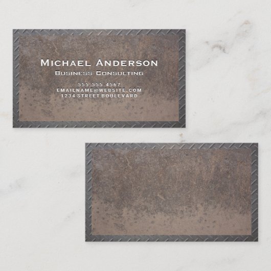 Oud robuust staal visitekaartje (Voorkant / Achterkant)