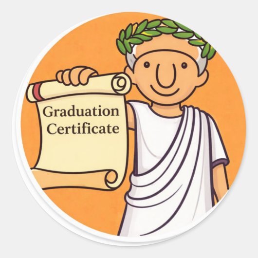 Oud-Romeins Afstudeercertificaat Caesar Ronde Sticker (Voorkant)
