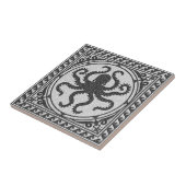 Oud-Romeins zwart-wit mozaïek met octopus Tegeltje (Zijkant)