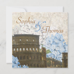 Oud-Romeinse Blauwe Hortensia Huwelijksuitnodiging Kaart