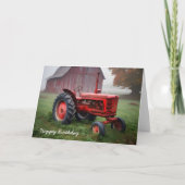 Oud Rood Boerderij Tractor voor Verjaardag Kaart (Voorkant)