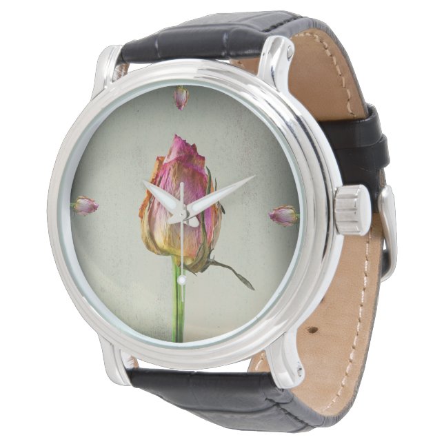 Oud Roos op papier Horloge (Gekanteld)