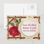  oud roos rustiek Victoriaans Antiek Aankondigingskaart (Voorkant / Achterkant)