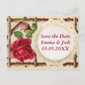 oud roos rustiek Victoriaans Antiek Aankondigingskaart (Voorkant)