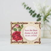  oud roos rustiek Victoriaans Antiek Aankondigingskaart (Staand voorkant)