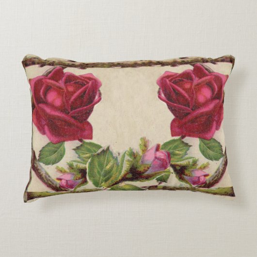 oud roos rustiek Victoriaans Antiek Accent Kussen (Voorkant)