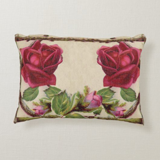 oud roos rustiek Victoriaans Antiek Accent Kussen (Achterkant)