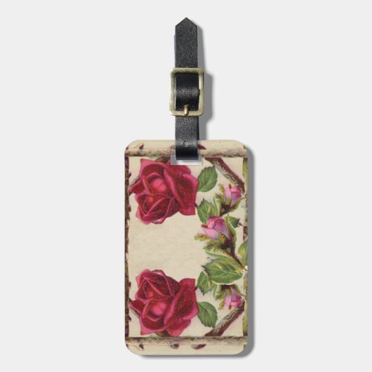  oud roos rustiek Victoriaans Antiek Bagagelabel (Voorkant verticaal)