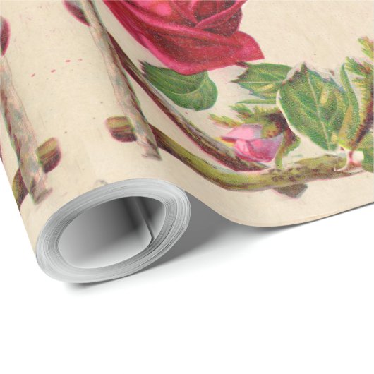  oud roos rustiek Victoriaans Antiek Cadeaupapier (Rol Hoek)