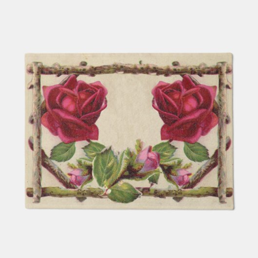 oud roos rustiek Victoriaans Antiek Deurmat (Voorkant)