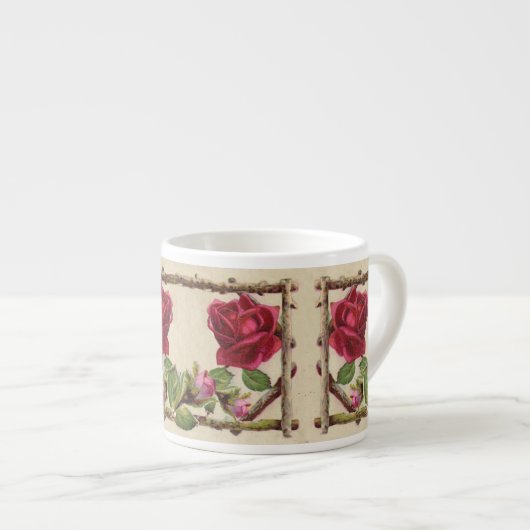  oud roos rustiek Victoriaans Antiek Espresso Kop (Voorkant rechts)