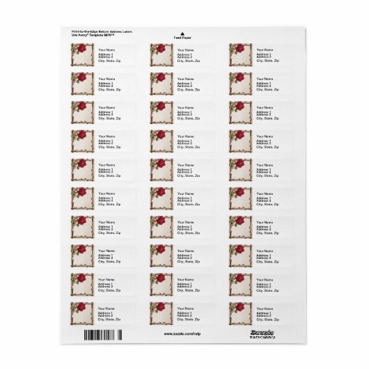 oud roos rustiek Victoriaans Antiek Etiket (Full Sheet)