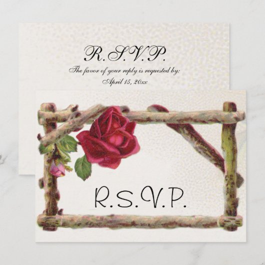 oud roos rustiek Victoriaans Antiek Kaart (Voorkant / Achterkant)