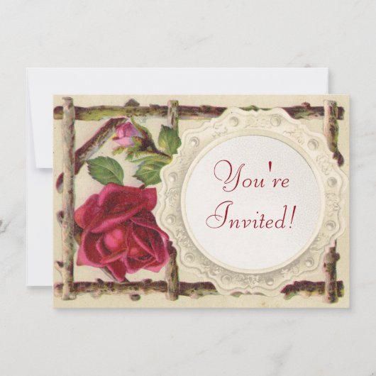 oud roos rustiek Victoriaans Antiek Kaart (Voorkant)