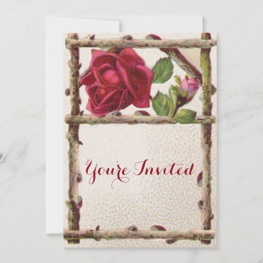 oud roos rustiek Victoriaans Antiek Kaart (Achterkant)