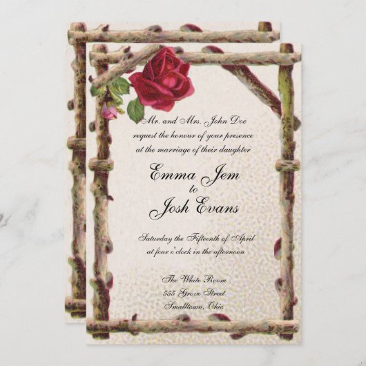 oud roos rustiek Victoriaans Antiek Kaart (Voorkant / Achterkant)