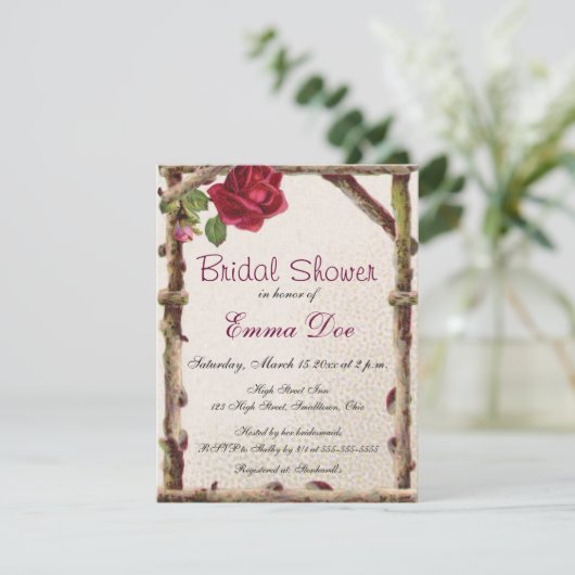  oud roos rustiek Victoriaans Antiek Kaart (Staand voorkant)