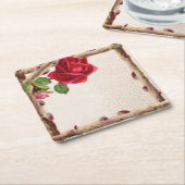 oud roos rustiek Victoriaans Antiek Kartonnen Onderzetters (Schuin)